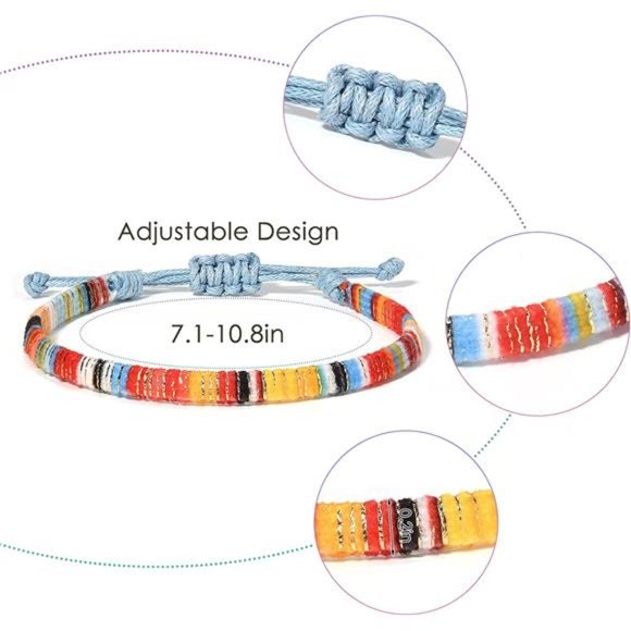 Boho Braided Bracelets Set - 12 Pcs - Picture 4 of 6